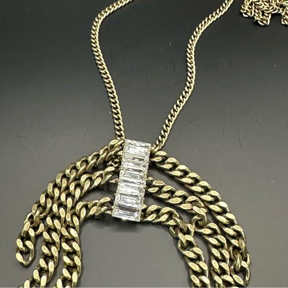 BANANA REPUBLIC Baguette Long Dangling Chain Pendant Necklace Classic Retro - Picture 3 of 12